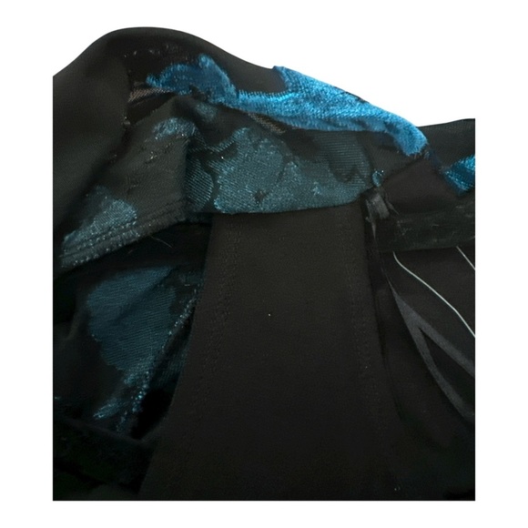 Studio One New York Black Teal Floral Velvet Overlay Dress with Necklace |Size S - Picture 7 of 13
